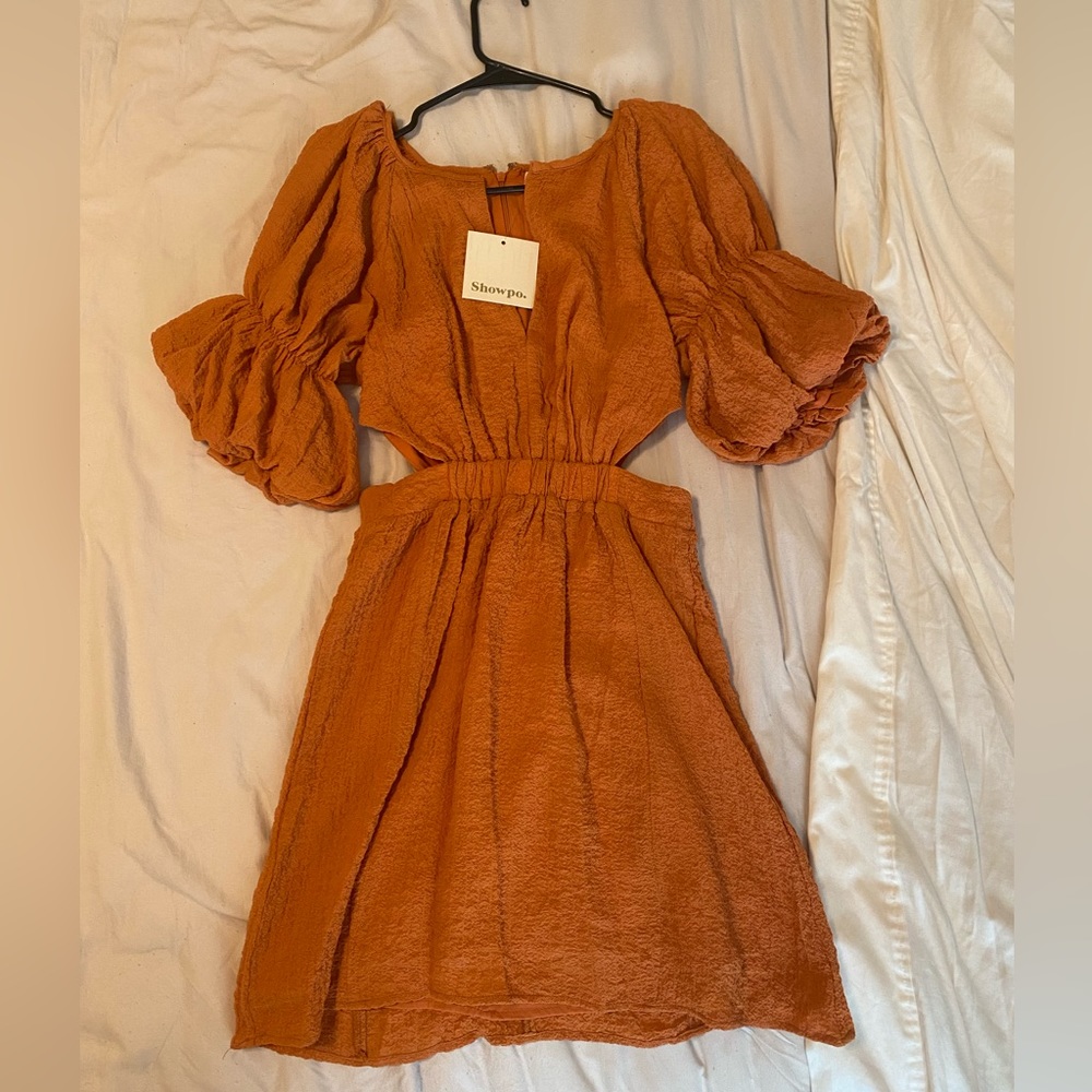NWT Robina Puff Sleeve Cut Out Mini Dress